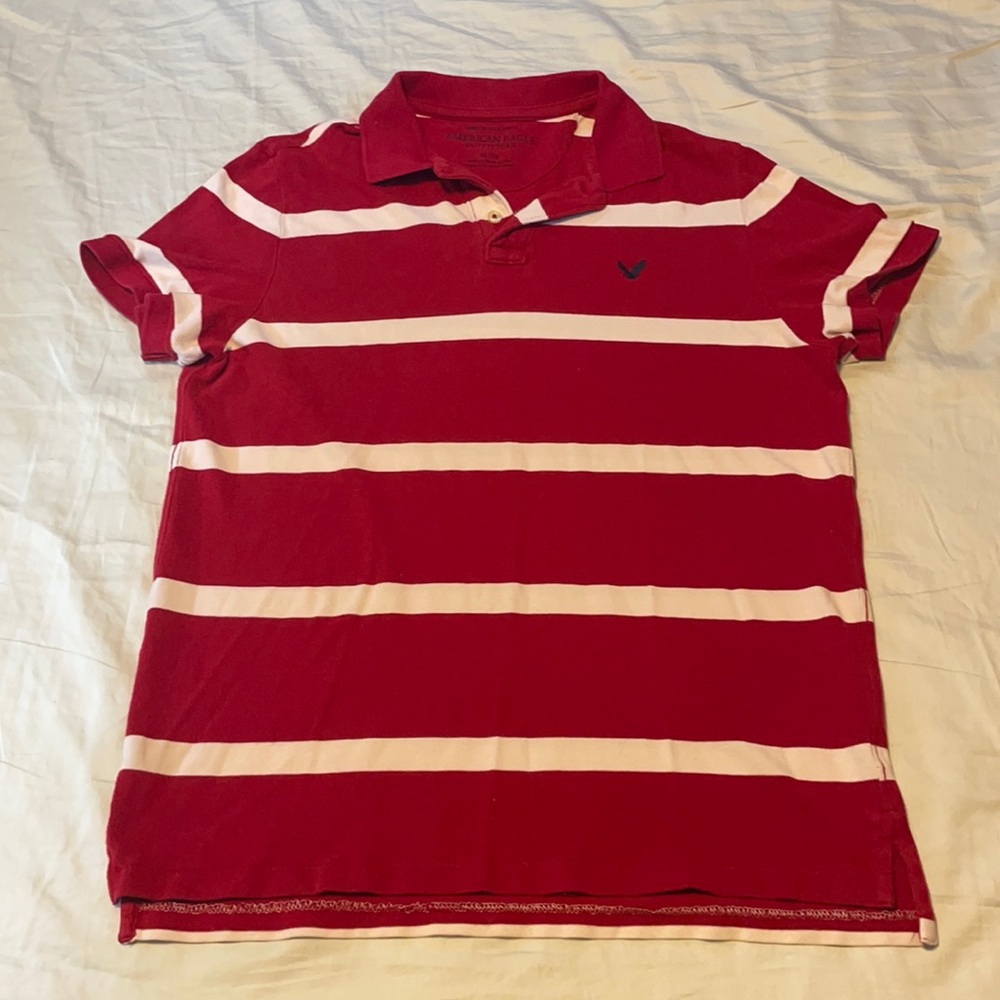 Men’s XL red & white stripe American Eagle polo